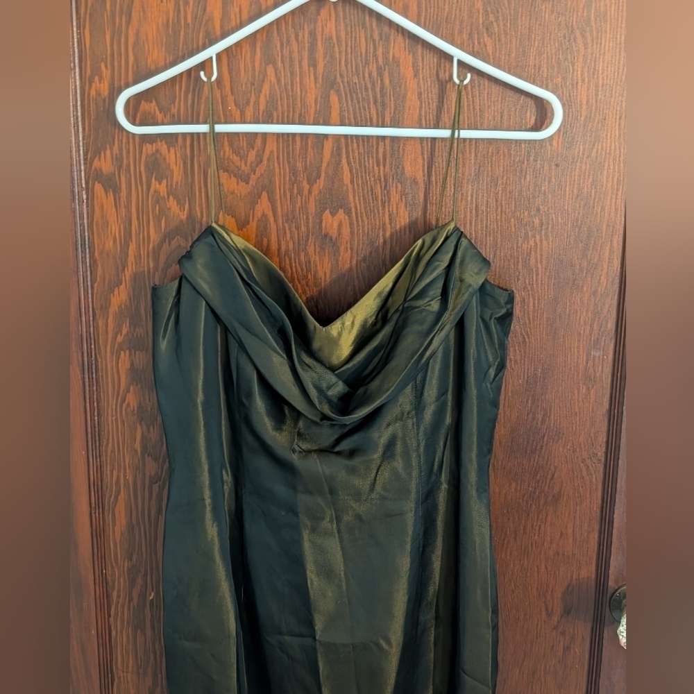 David Meister Metallic Brown Bridesmaid Formal Maxi Dress Size 10 - Picture 3 of 7